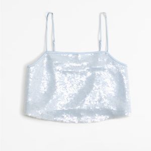 Matching Set Sequin Squareneck Set Top. NWT a&f Abercrombie blue crop camisole